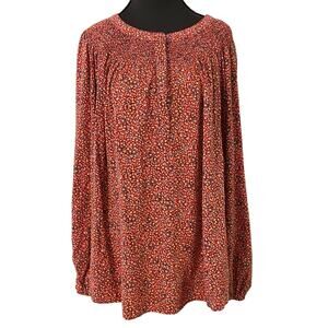 Croft & Barrow‎ Floral Burgundy Peasant Blouse 2X Smocked Yoke Boho Top Prairie